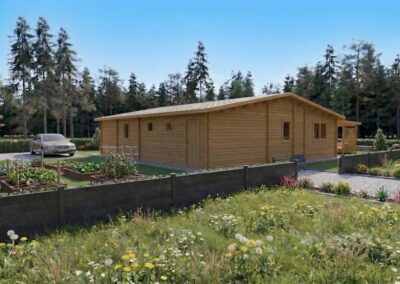 Casa de madera moderna con jardín y terraza elevada - DSAVIA