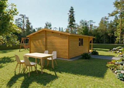 Casa de madera moderna con terraza y jardín - DSAVIA