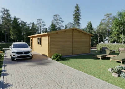 Casa de madera moderna con garaje, jardín y aparcamiento - DSAVIA