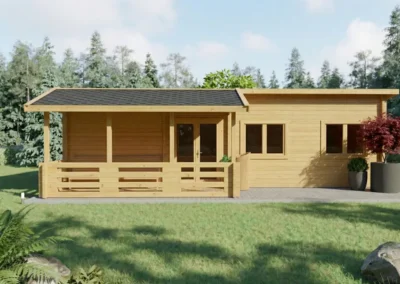 Casa de madera moderna con porche y terraza en entorno natural - DSAVIA