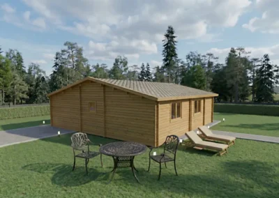 Casa de madera moderna con porche, terraza y jardín - DSAVIA
