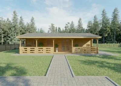 Casa de madera moderna con porche cubierto y amplio jardín - DSAVIA